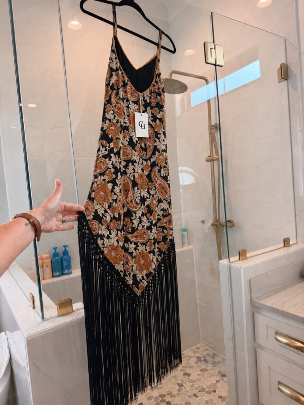 NWT Chasing Unicorns Wonderful Tonight Silk and Fringe Slip Dress - Picture 10 of 12
